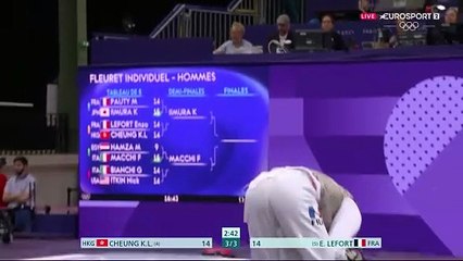 Lefort éliminé dès les quarts en fleuret par le champion olympique en titre : sa fin de combat