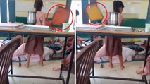 Aligarh: क्लास में चटाई पर सो रही थीं मैडम, पंखे से हवा करते बच्चों का वीडियो वायरल