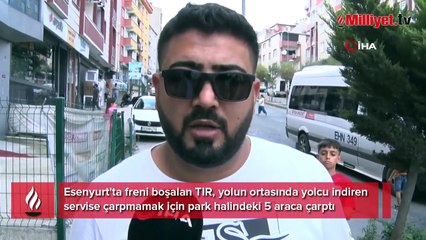 Esenyurt'ta freni boşalan TIR, 5 araca çarptı! 1 kişi otomobillerin arasında sıkıştı