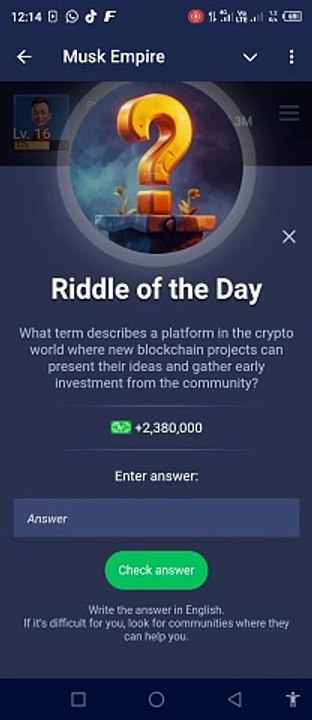 27 July Riddle of the day answer musk empire game
