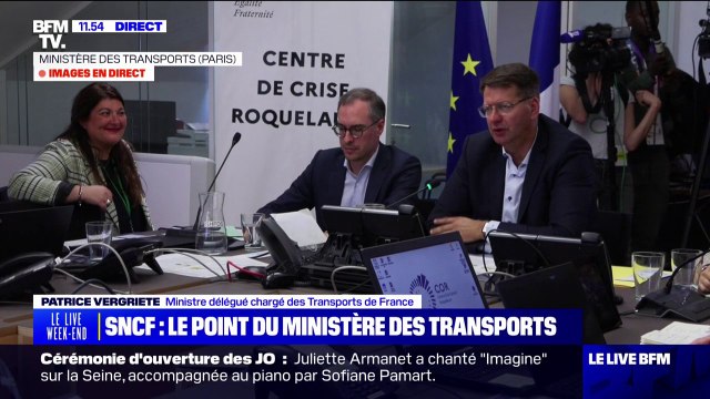 Je voulais vous féliciter : Patrice Vergriete, ministre délégué démissionnaire chargé des Transports, fait un point à la SNCF