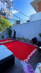 Amazing Laying flowers in swimming pool