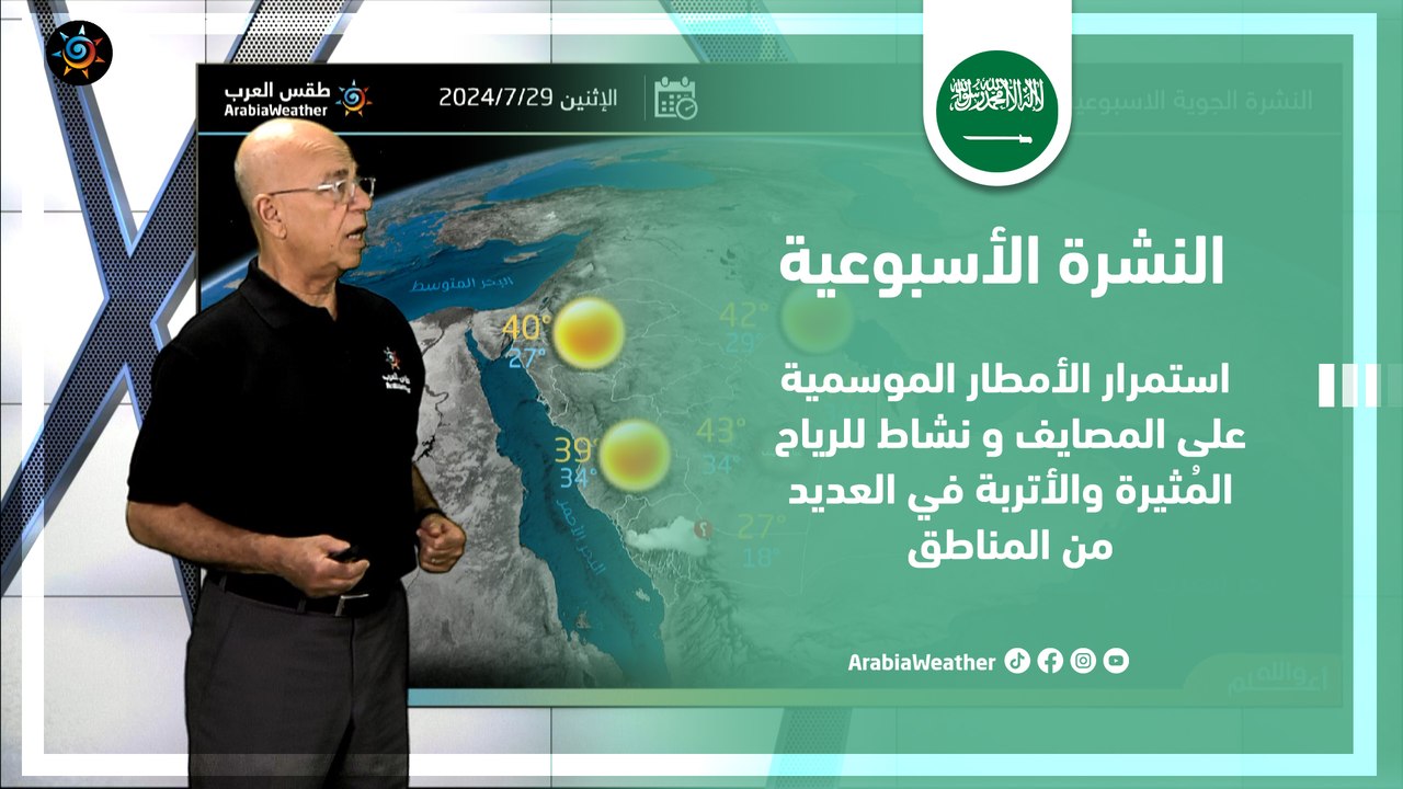السعودية | استمرار الأمطار الموسمية على المصايف و نشاط للرياح المُثيرة والأتربة في العديد من المناطق