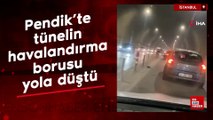 Pendik'te tünelin havalandırma borusu yola düştü