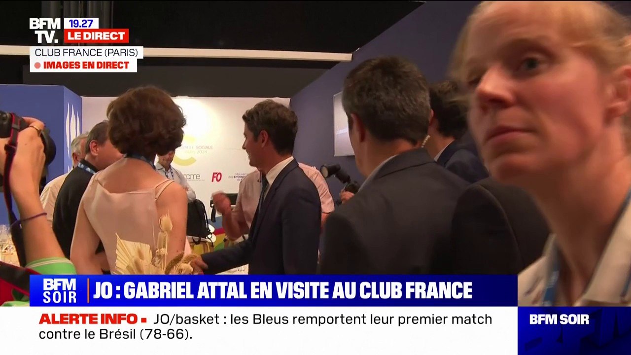 JO de #Paris2024: le Premier ministre démissionnaire, Gabriel Attal, au Club France pour assister à la finale de rugby à 7
