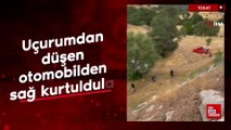 Tokat'ta uçurumdan düşen otomobilden sağ kurtuldular