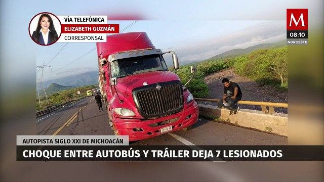Choque entre autobús y tráiler en autopista deja 7 heridos en autopista Siglo XXI de Michoacán