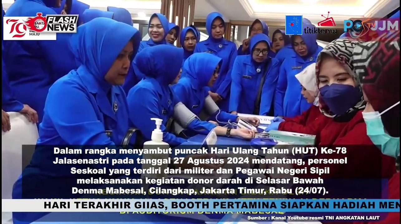 Wakil Ketua Umum Jalasenastri Buka Acara Donor Darah di Auditorium Denma Mabesal Jelang HUT Ke-78 Jalasenastri