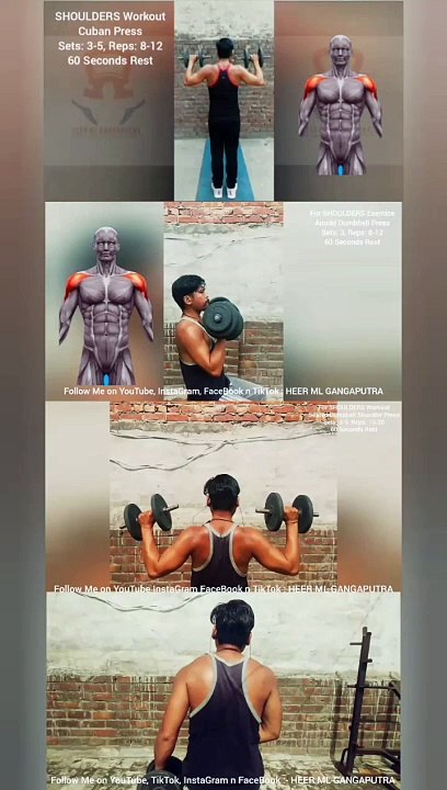 4 Best SHOULDER Exercises with DUMBBELLS  #heermlgangaputra #naturalbodybuilder