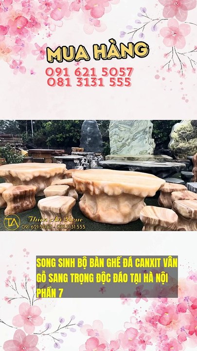 SONG SINH BỘ BÀN GHẾ ĐÁ CANXIT VÂN GỖ SANG TRỌNG ĐỘC ĐÁO TẠI HÀ NỘI PHẦN 7.