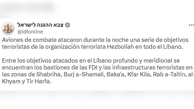 El Ejército israelí ataca múltiples localidades sur de Líbano tras la agresión en Majdal Shams