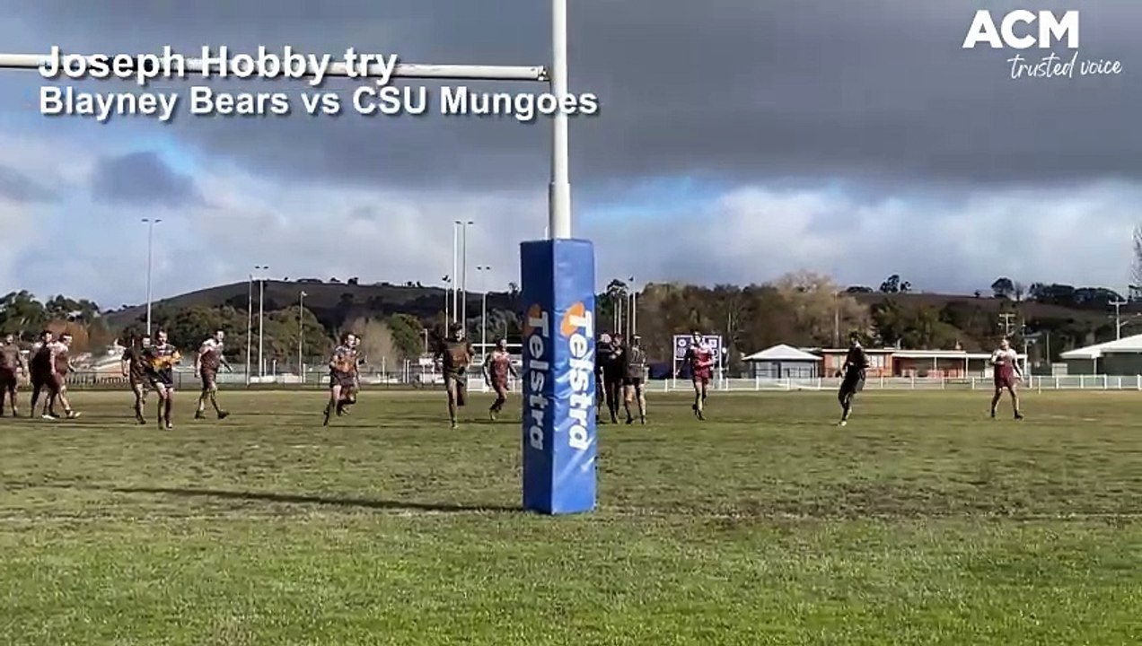 Joseph Hobby try for Blayney Bears vs CSU Mungoes