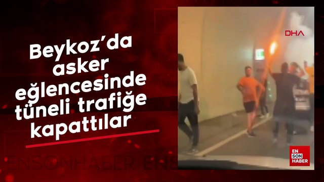 Beykoz'da asker eğlencesinde tüneli trafiğe kapattılar