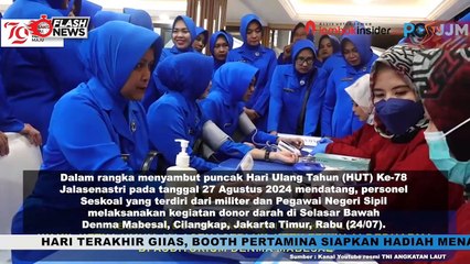 WAKIL KETUA UMUM JALASENASTRI BUKA ACARA DONOR DARAH DI AUDITORIUM DENMA MABESAL JELANG HUT KE-78 JALASENASTRI