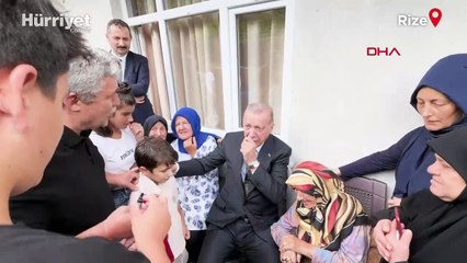 Cumhurbaşkanı Erdoğan'dan memleketi Rize'de komşu ziyareti