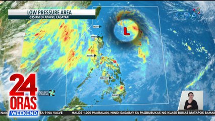 Download Video: Low pressure area, huling namataan 780 kilometers North Northeast ng Catarman, Northern Samar | 24 Oras Weekend