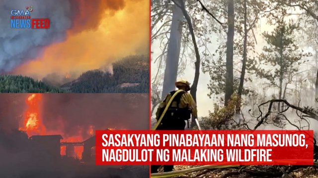 RESTRICTED Sasakyang pinabayaan nang masunog, nagdulot ng malaking wildfire | GMA Integrated Newsfeed