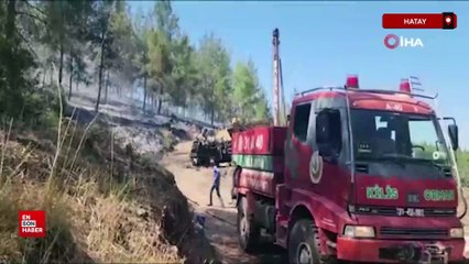 Hatay'da sondaj aracında başlayan yangın ormana sıçradı