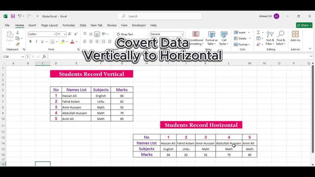 Convert Data Vertically to Horizontally in Excel ||Advance Excel ||#shorts #excel #computer #tricks ‪@DreamCatcher