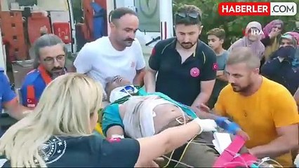 Fındık bahçesinde tırpan yaparken uçuruma yuvarlandı