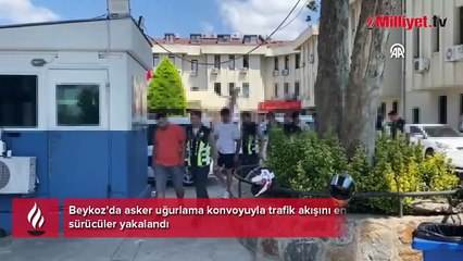 Beykoz'da asker uğurlama konvoyuyla trafik akışını engelleyen sürücüler yakalandı