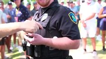 Jhonattan Vegas' tee shot lands on the ARM of a POLICE OFFICER at 3M Open