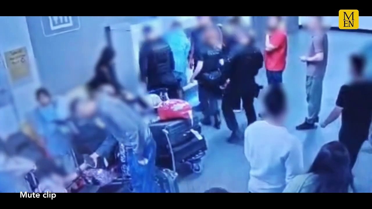 New Manchester Airport video shows chaotic scene before man 'kicked' in head by police officer