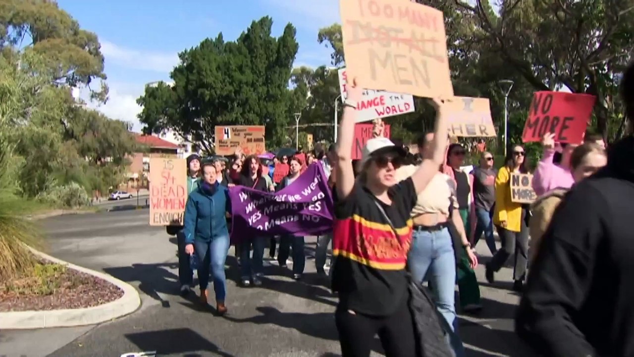 Thousands march nationwide to end gendered violence after 54 women killed this year