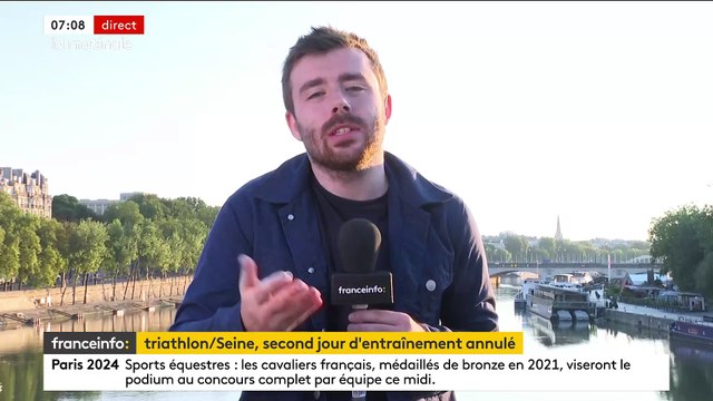 JO - Le second entraînement du triathlon dans la Seine prévu ce matin annulé en raison de la pollution de l'eau, annoncent les organisateurs - VIDEO