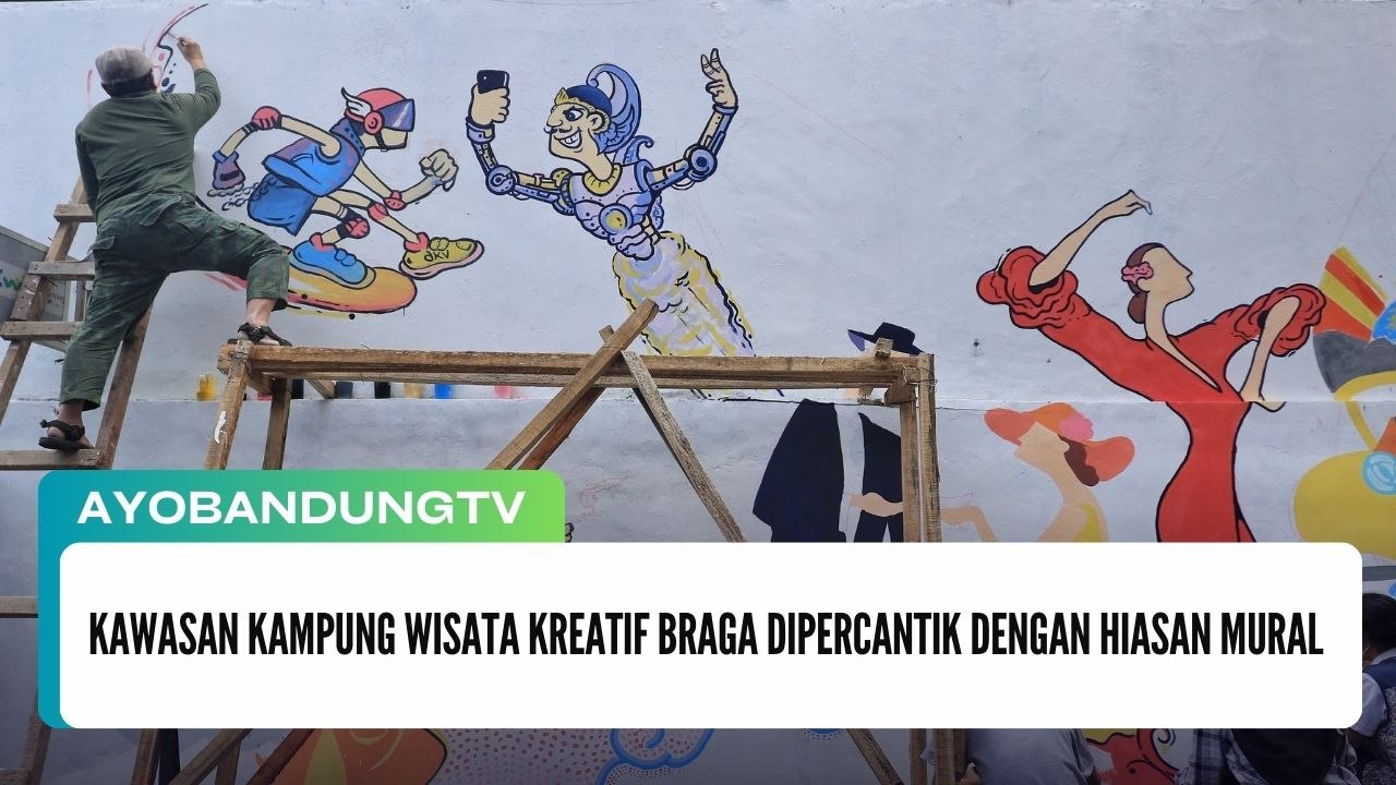 Kawasan Kampung Wisata Kreatif Braga Dipercantik Dengan Hiasan Mural