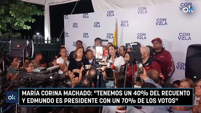 María Corina Machado: Tenemos un 40% del recuento y Edmundo es presidente con un 70% de los votos
