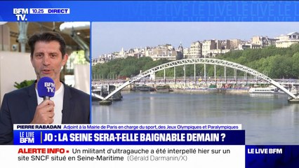 Épreuves des JO dans la Seine: "Les conséquences de ces fortes pluies se font encore sentir dans la Seine", affirme Pierre Rabadan, adjoint à la Mairie de Paris en charge du sport, des Jeux olympiques et paralympiques