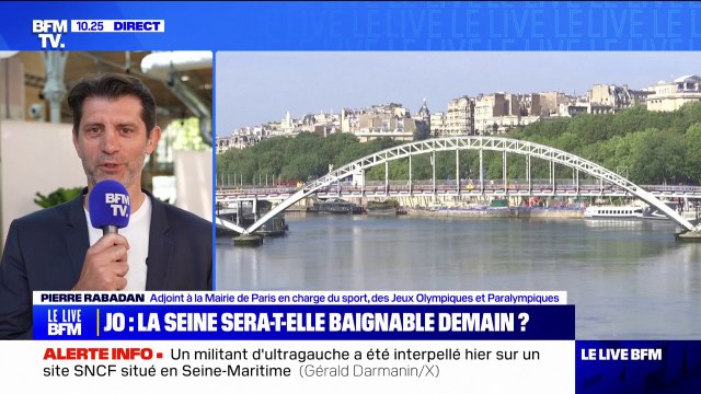 Épreuves des JO dans la Seine: Les conséquences de ces fortes pluies se font encore sentir dans la Seine , affirme Pierre Rabadan, adjoint à la Mairie de Paris en charge du sport, des Jeux olympiques et paralympiques