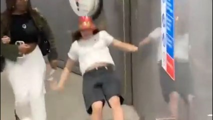 'Heelys Mishap!' - Woman makes quick recovery after experiencing HILARIOUS Tube station tumble
