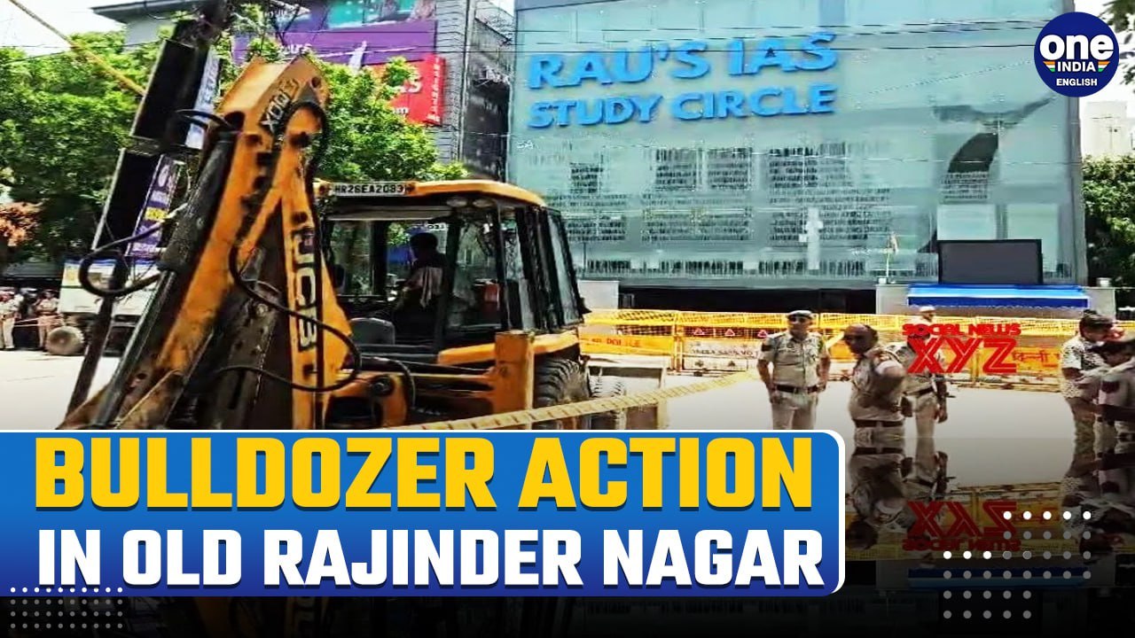 Delhi IAS Coaching Centre Flood Deaths: MCD Launches Bulldozer Action Against Encroachments | Watch