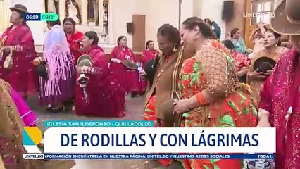 Download Video: Bailarines ingresaron de rodillas al templo San Ildefonso hasta los pies de la Virgen de Urkupiña