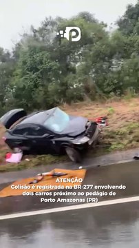 Atenção: colisão é registrada na BR-277 envolvendo dois carros próximo ao pedágio de Porto Amazonas