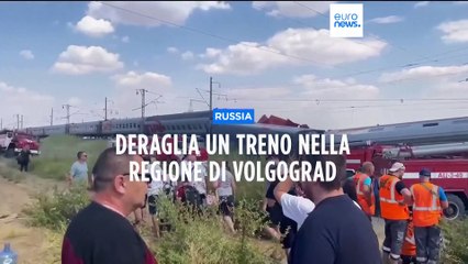 Download Video: Russia: deraglia un treno dopo scontro con un camion sui binari a Volgograd, centinaia i feriti