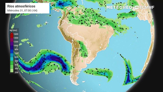Potentes ríos atmosféricos para Chile