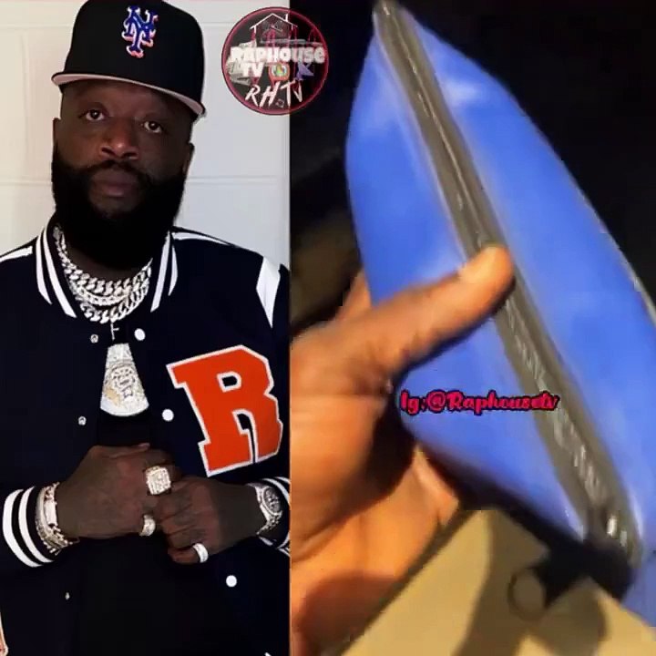 Rick Ross shows off his cash stashed on bookshelves in his mansion