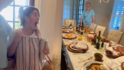 Dad Surprises Pregnant Daughter Craving Thanksgiving Dinner Months Away | Happily TV