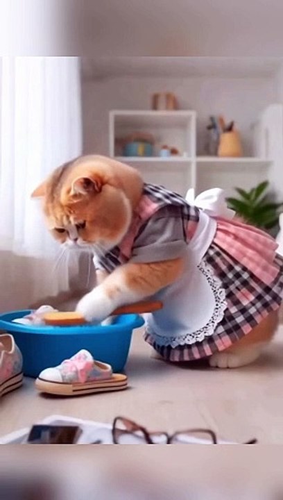 Cats doing household chores