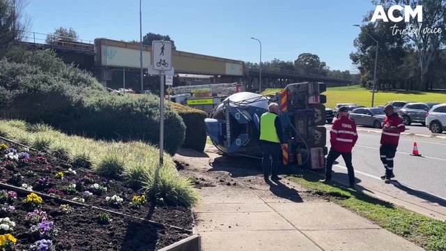Cement truck rolls at busy Wagga underpass