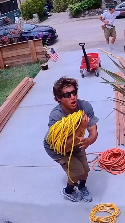 Guy Accidentally Hits Crotch With Electric Plug While Wrapping Cord