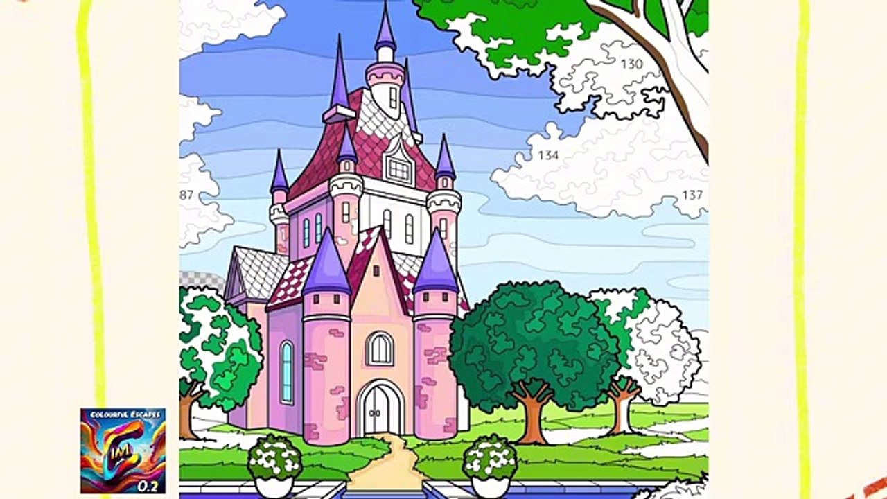 colouring a home buliding|Colourful escapes|colouring by numbers|drawing|art