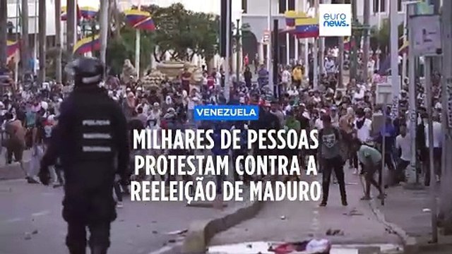 Milhares nas ruas na Venezuela protestam pela reeleição de Maduro. Há relatos de feridos e mortos