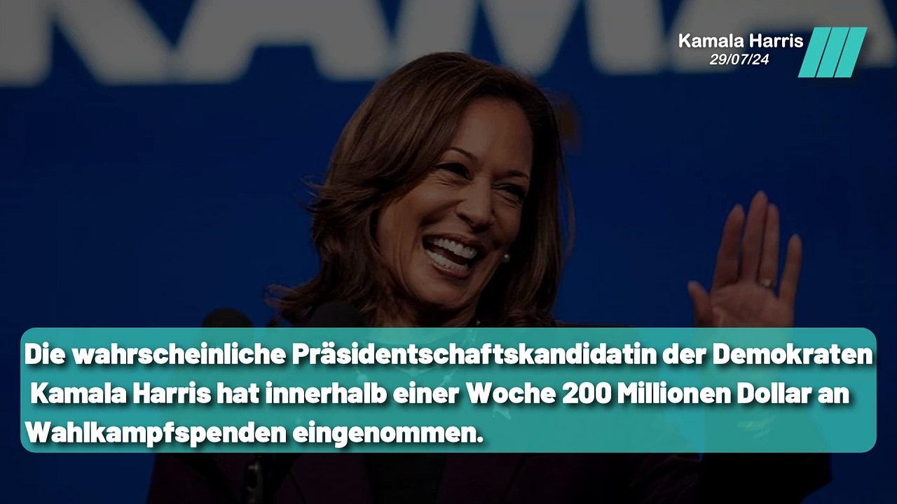 Kamala Harris sammelt 200 Millionen Dollar in nur einer Woche