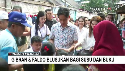 Disambut Warga, Ini Momen Gibran dan Faldo Blusukan ke Cipondoh, Bagikan Buku & Susu pada Anak-Anak