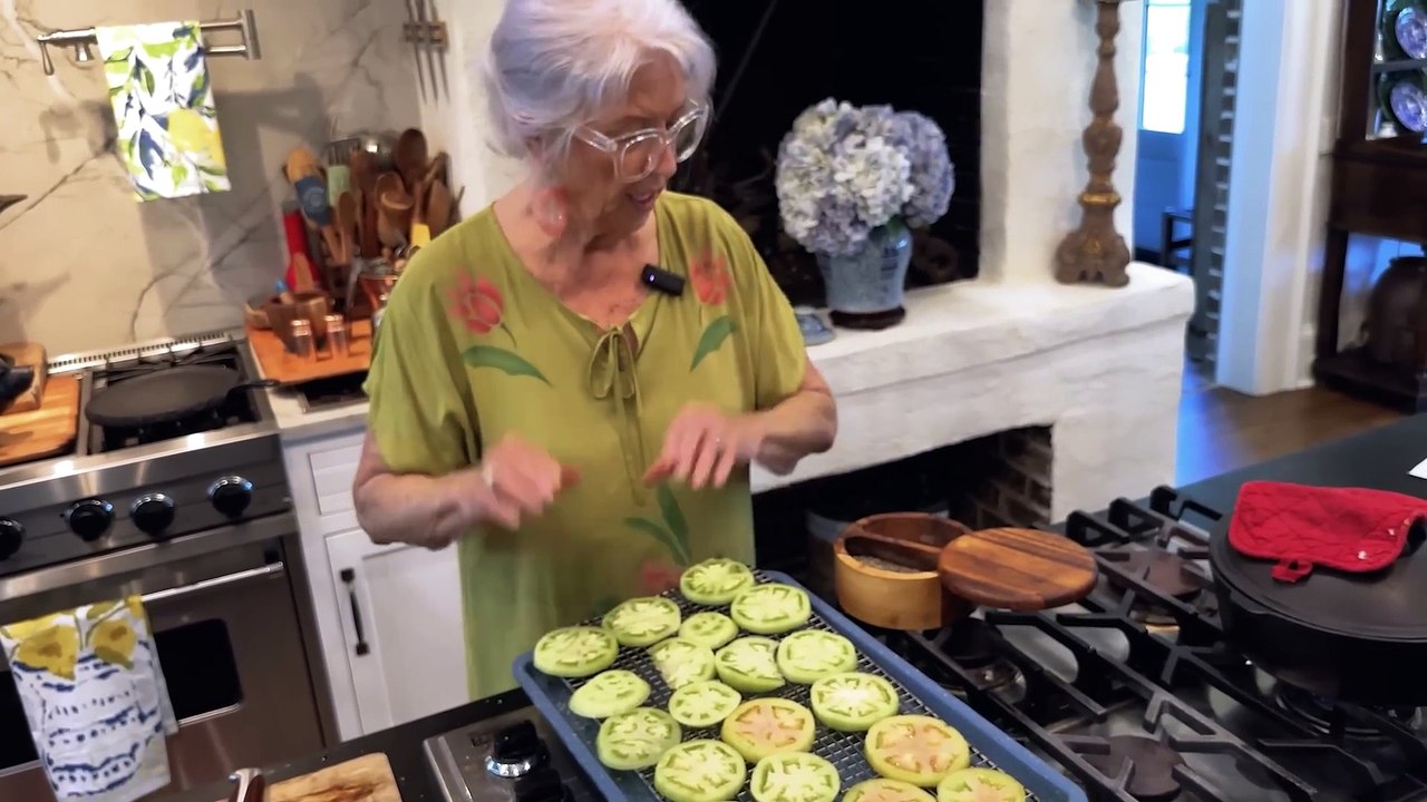 Love  Best Dishes The Lady  Sons Southern Fried Green Tomatoes Recipe with Vidalia Onion Relish