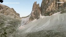 Enorme caduta di sassi su Cima Dodici sulle Dolomiti di Sesto